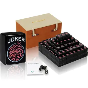 American Black Mahjong Game Set with 166 Black Tiles 1.2''(30mm), 4 Dices and Storage Case, Complete Mahjong Tiles Set, Classic 2025 Western Mah Jongg Game Set (Numbered - Black)