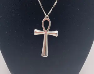 Silver Ankh Necklace - Egyptian Symbol Pendant on 925 Silver Plated Chain - 18 Inch Length with Lobster Clasp - Versatile Accessory for All Occasions