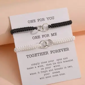 2pcs/set Fashion Circle Decor String Bracelet For Women For Daily Decoration promise bracelet gift Engagement couple love Female Male Male Birthday Anniversary Female