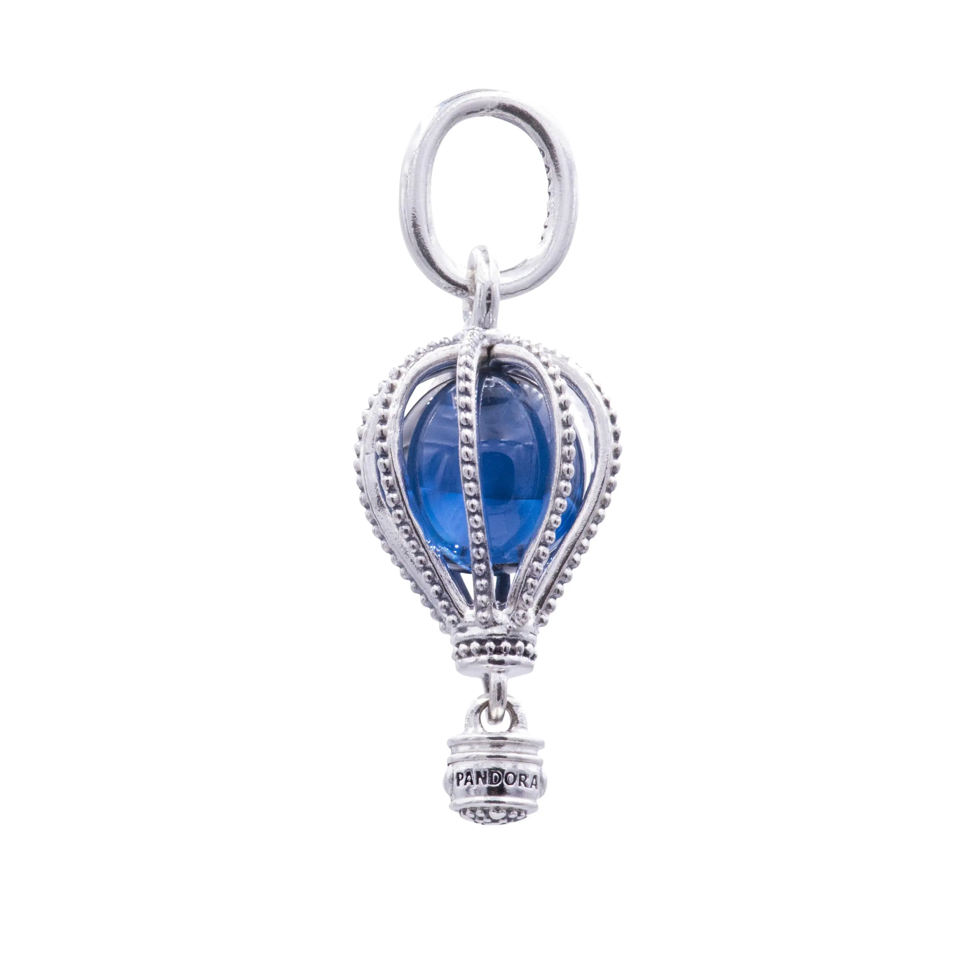 PANDORA Hot Air Balloon Dangle Charm 798064NMB, Charms & Pendants for Global Style Travelers, Crystal Balloon Design with Beaded Tethers & Pretty Hearts