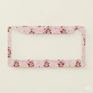 Strawberry Shortcake Pink 2 License Plate Frame – Cute Kawaii Car Plate Holder License Plate Frame Accessories.