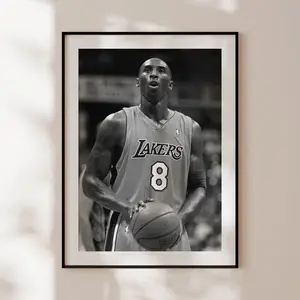 Retro Kobe Bryant poster, Kobe Bryant print, original black and white Kobe Bryant photography, basketball player gift, Kobe poster