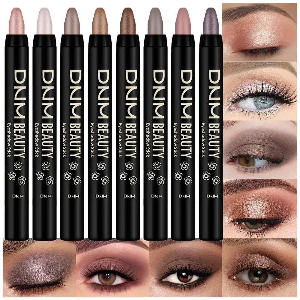 evpct 8Pcs Cream Eye Shadow Sticks Set for Eyes Waterproof Matte, Champagne Pearl Taupe  Bronze Cocoa Stone Putty Smoky Amethyst Shimmer Matte Eye shadow Stick Pencil Pen Bulk Palette Makeup