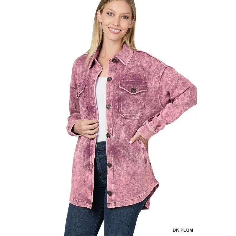 ZENANA Acid Wash Shacket
