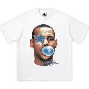 Lebron James Bubble Gum Blue Boxy Cotton Tee Shirt, y2k, streetwear, basketball, graphic tee, oversized, tshirt, kids, fan, gifts, Christmas