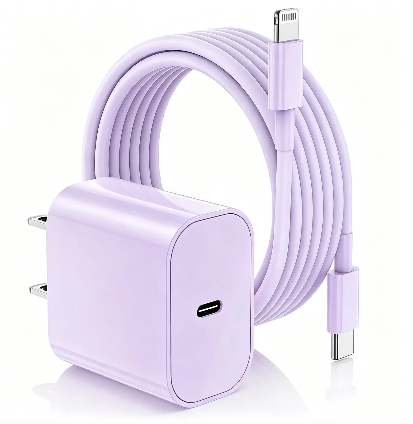 iPhone Charger Fast Charging 20W PD USB C Wall Charger 10FT Cable Fasting Charging Adapter Compatible with iPhone 14Pro/13 Pro/12/12 Pro Max/11 Pro Max/XS Max/XS/XR/X/8 and More(Purple)