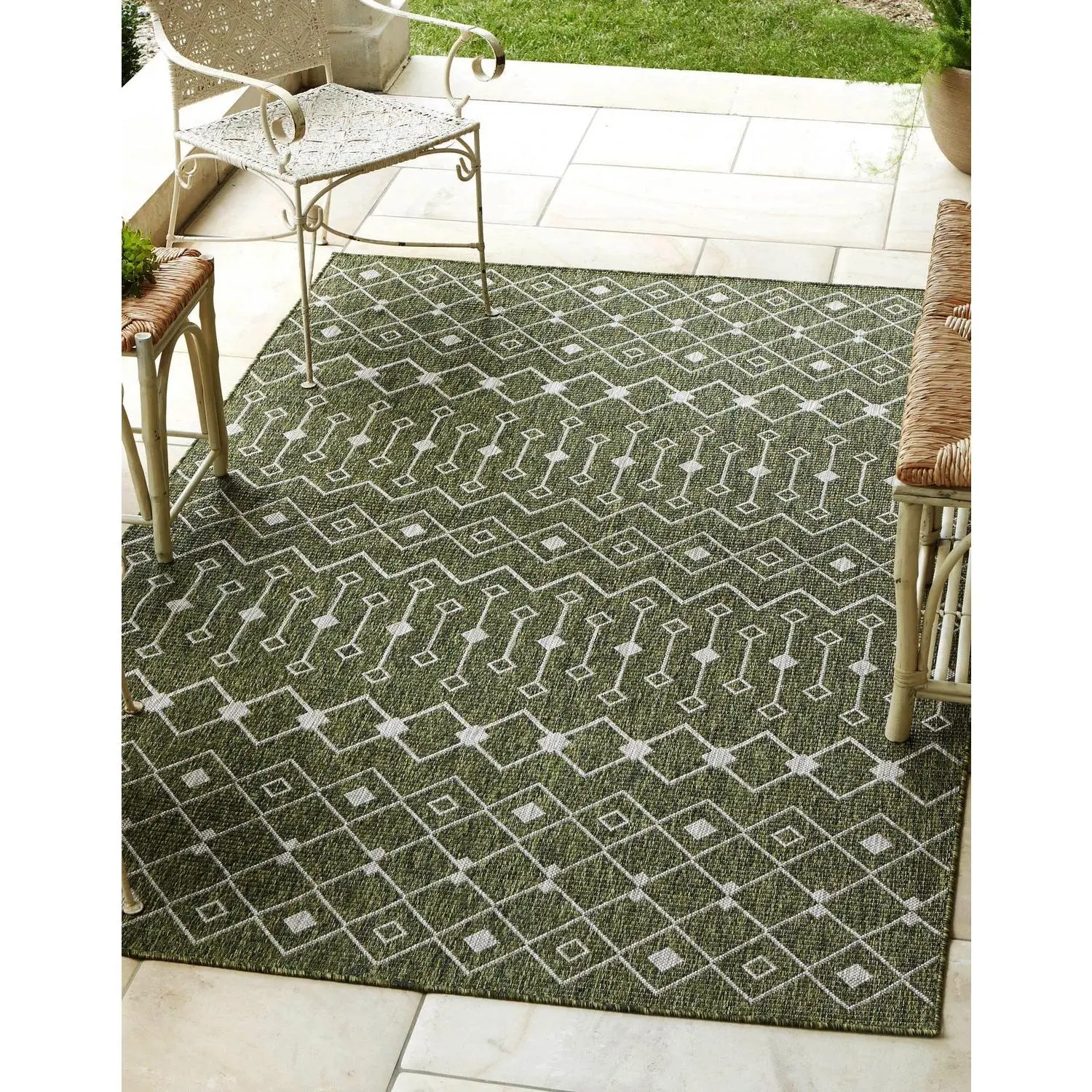 Green Outdoor Trellis Rug