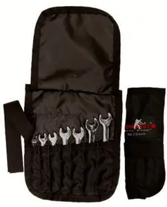 212 MAIN Paktek 10100 7-Pocket WrenchWrap Tool Bag Organizer - Nylon Fabric, Fold-Cover Flap, Portable Functional Storage Pouch for SAE/Metric 7-Wrench Set, Tool Pockets