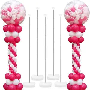6 Set Balloon Column Stand Kit for, 6.6ft Telescopic Balloon with Base for Birthday, Wedding, Baby Shower, Graduation, Indoor Decorations