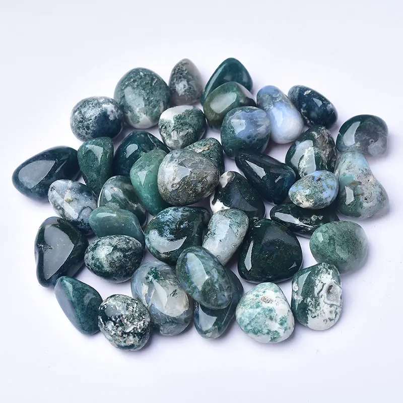 Natural Moss Agate Tumbled Stones, 3-5cm, Bulk Polished Crystals for Plant Lovers, Grounding & New Beginnings Fragrance Diffuser Stones Home Decor