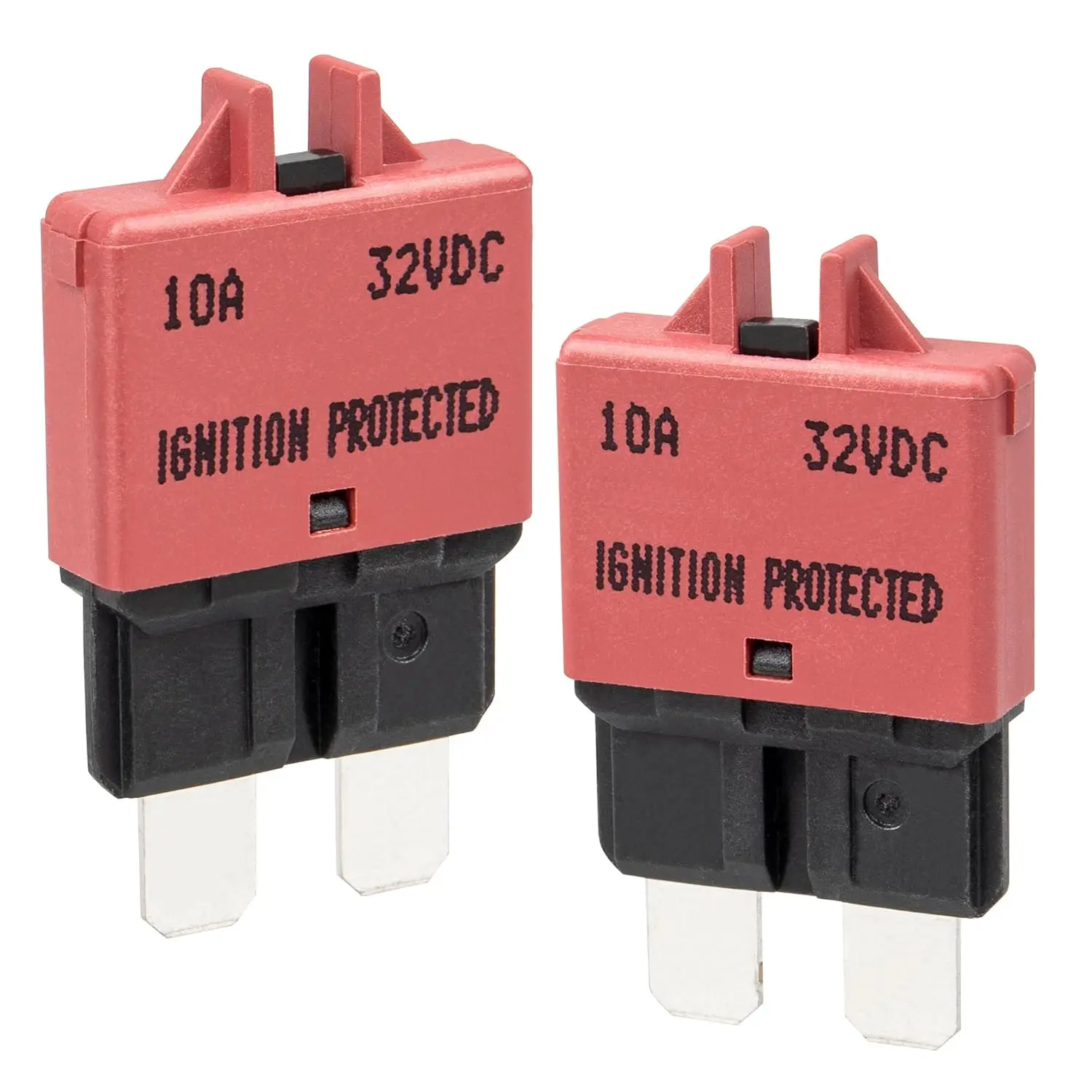 Manual Reset Mini Fuse Circuit Breakers 10A, E39 Low Profile ATO/ATC Circuit Breaker Blade Fuse 12V-32V DC 10A Re-settable Standard Blade Fuses for Car Truck RV Marine (2PCS-10A)
