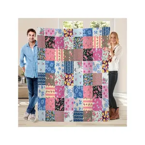 Colorful Floral Patchwork Quilt with Vibrant Assorted Floral Patterns