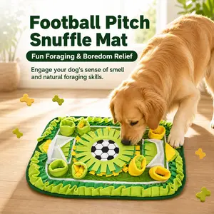 Soccer Field Dog Snuffle Mat - Interactive Pet Puzzle Toy & Slow Feeder for Foraging Skill Training - Mental Stimulation Scent Pad with Goals & Treat Hiding Pockets