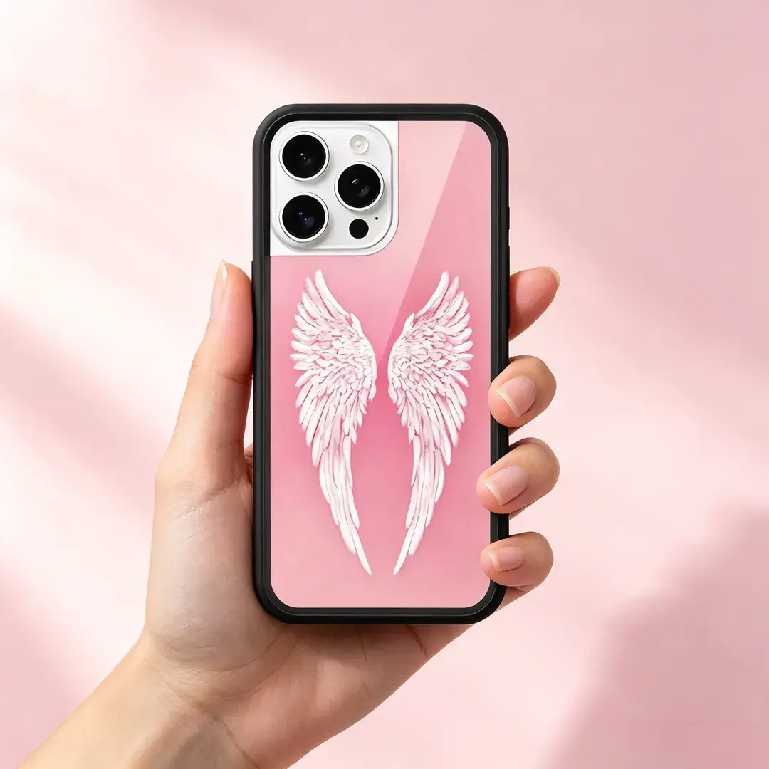 Retro Angel Wings Printed TPU Silicone Smartphone Case - Water Resistant, Full-Coverage, Shockproof, Flush Mount Mobile Phone Accessory for iPhones 12-17, Compatible with iPhone 17 Pro Max,16,15,14,13, Accessories, Protection
