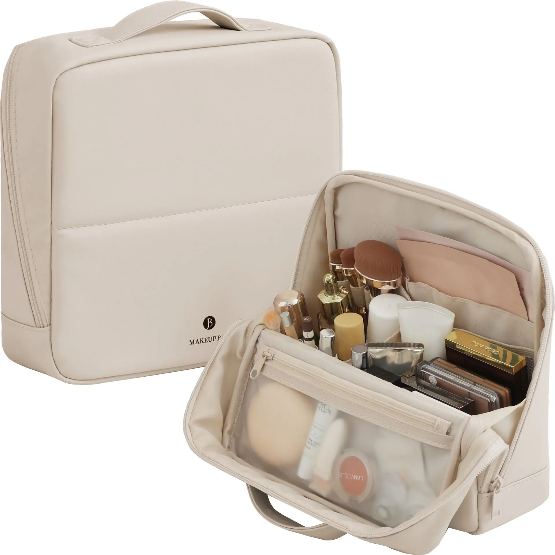 Clean Girl Essentials Makeup Bag, Waterproof Cosmetic & Toiletry Travel Case