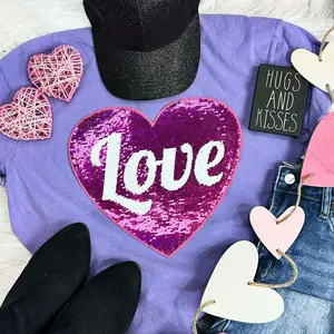 Large HOT PINK LOVE Sequin Patch