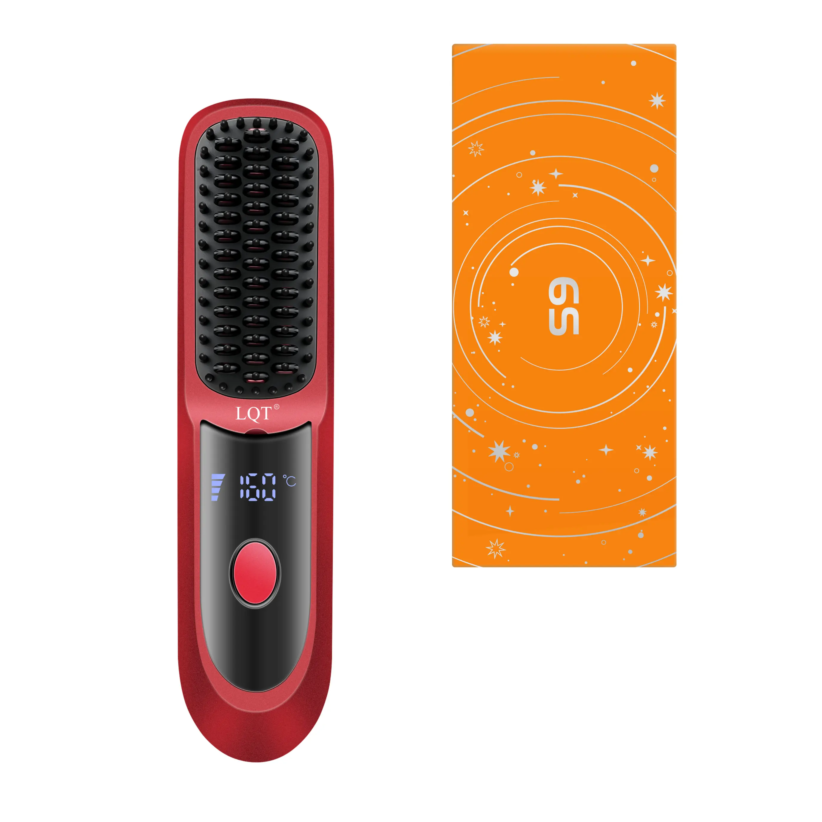 LQT Cordless Hair Straightener Brush - 3 Adjustable Temperature Settings Thermal Styler, Anti-Frizz Tool for Frizzy Hair, Batteries-Powered for Smooth Natural Look