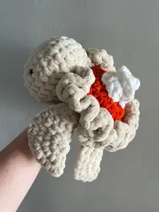 Pumpkin Pie Crochet Turtle - Handmade Fall Decor Plushie, Hypoallergenic Polyester, Cute Autumn Plushie
