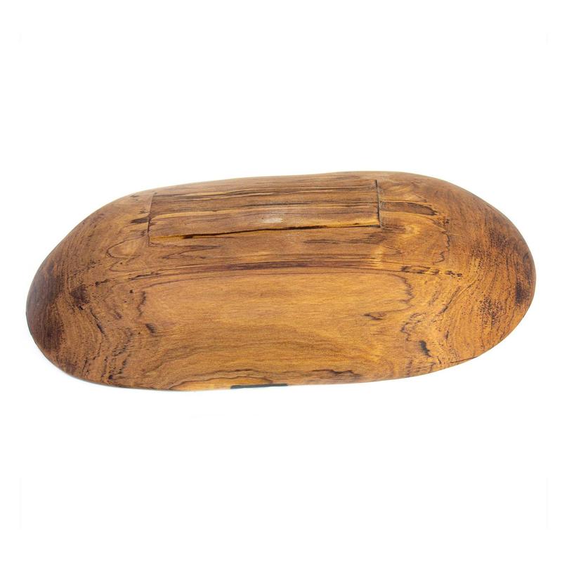 Global Crafts XL Oval Olive Wood Bowl with BoneInlay Accent