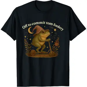 Menswear Casual Short-Sleeve Graphic T-Shirt - Off To Commit Tom Foolery Frog Sarcasm Funny Design - Essential Daily Tee for Men, Women