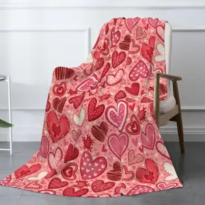 Valentine's Day Gift Red Heart Throw Blanket - Super Soft Fluffy Fleece Blanket for Couples, 50"x40" Romantic 3D Heart Design for Bed, Couch, Sofa - Red