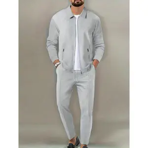 Men'sAthletic2-PieceTracksuitSetforGymWorkoutandRunning-SolidClassicWaffleFull-ZipLongSleeveJacketandJoggingPants