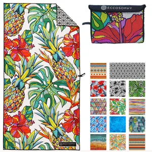 ECCOSOPHY Microfiber Beach Towel - Sand Free, Quick Dry, Lightweight, Super Absorbent, Oversized 71”x35” for Travel, Pool & Camping for Adults (Honolulu)