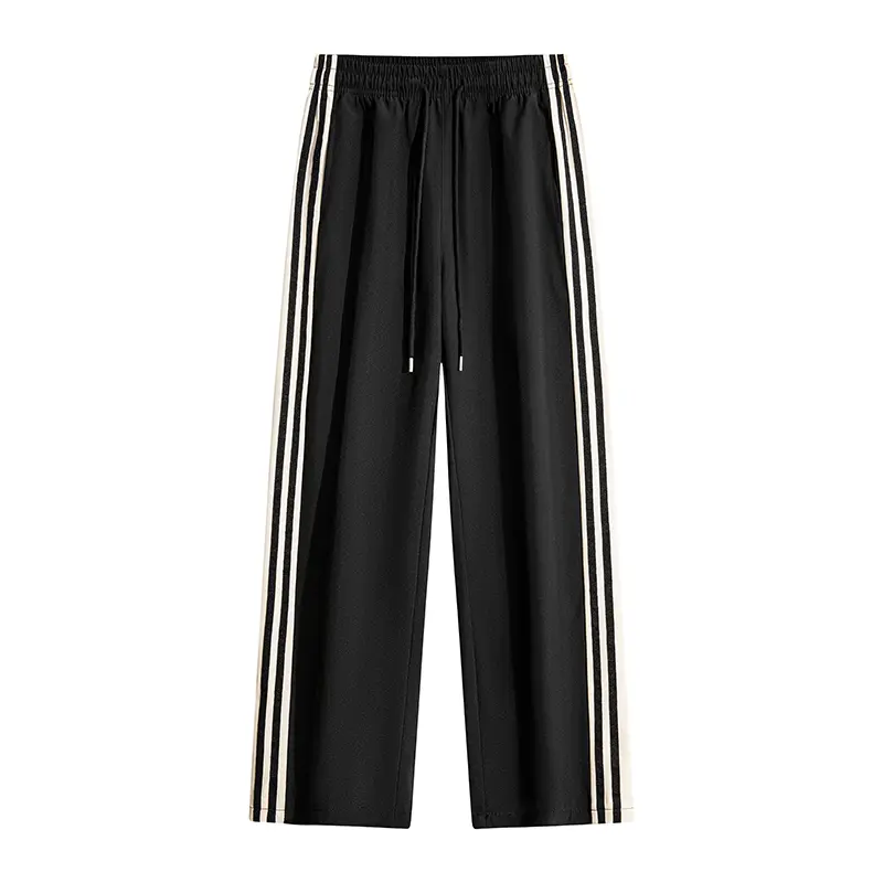 Men’s Jogger with Pockets — Solid Color Training/Track ,Straight-Leg Street Style, Fashionable Basic Wide-Leg Design workout men menswear athleisure chino loose long bagg uncuff boys sweatpants black gym summer fit Casual Loose-Fit Drawstring Pants slacks