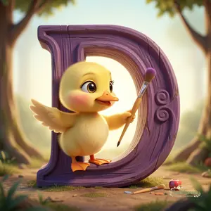 Alphabet Animals Wall Art | Soft Pastel Nursery Prints | D is for Duckling and Decorating