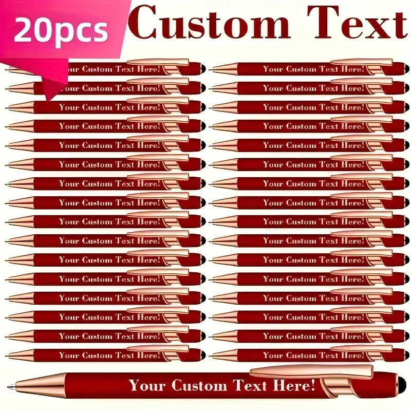 Custom Engraved 20pcs Luxury Stylus Pens — Retractable Metal Pens in Multiple Colors — Personalized Gift for Students, Teachers & Corporate