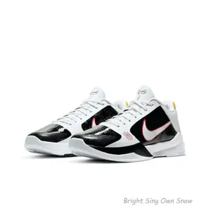 Black and white Kobe 5 Protro Bruce Lee Stylish, comfortable, slip-resistant, durable, versatile basketball shoes for sports and casual wear