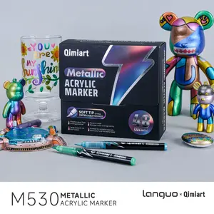 Metallic Marker Set 48 Colors, Drawing Pens for Graffiti Models DIY Anime Art Students, Non-Porous Colorful Markers, School Supplies