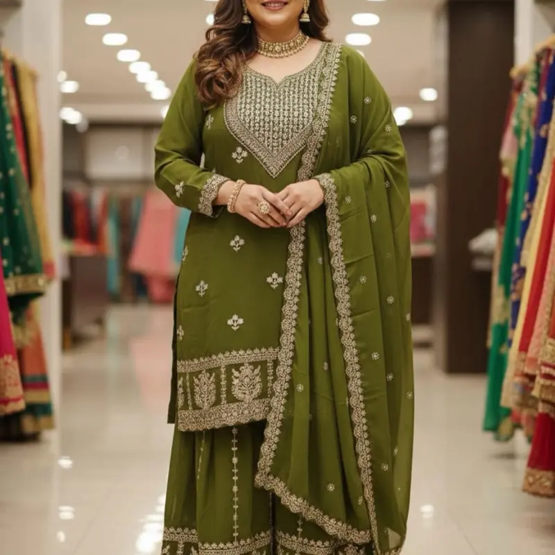 Party Wear Georgette Suit - Available in Sizes 46, 48, 50