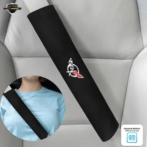 Seat Armour Corvette C5 Seat Belt Cover - Universal Fit Soft & Machine Washable Easy Install Multipurpose Seat Belt Armour with Officially Licensed Corvette C5 Logo