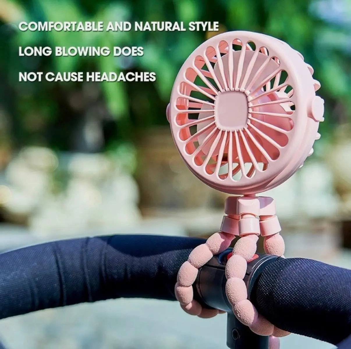Portable Handheld Mini Cooling Fan with Adjustable Flexible Tripod Clip, Cordless Rechargeable USB-Powered for Desk, Bike Use