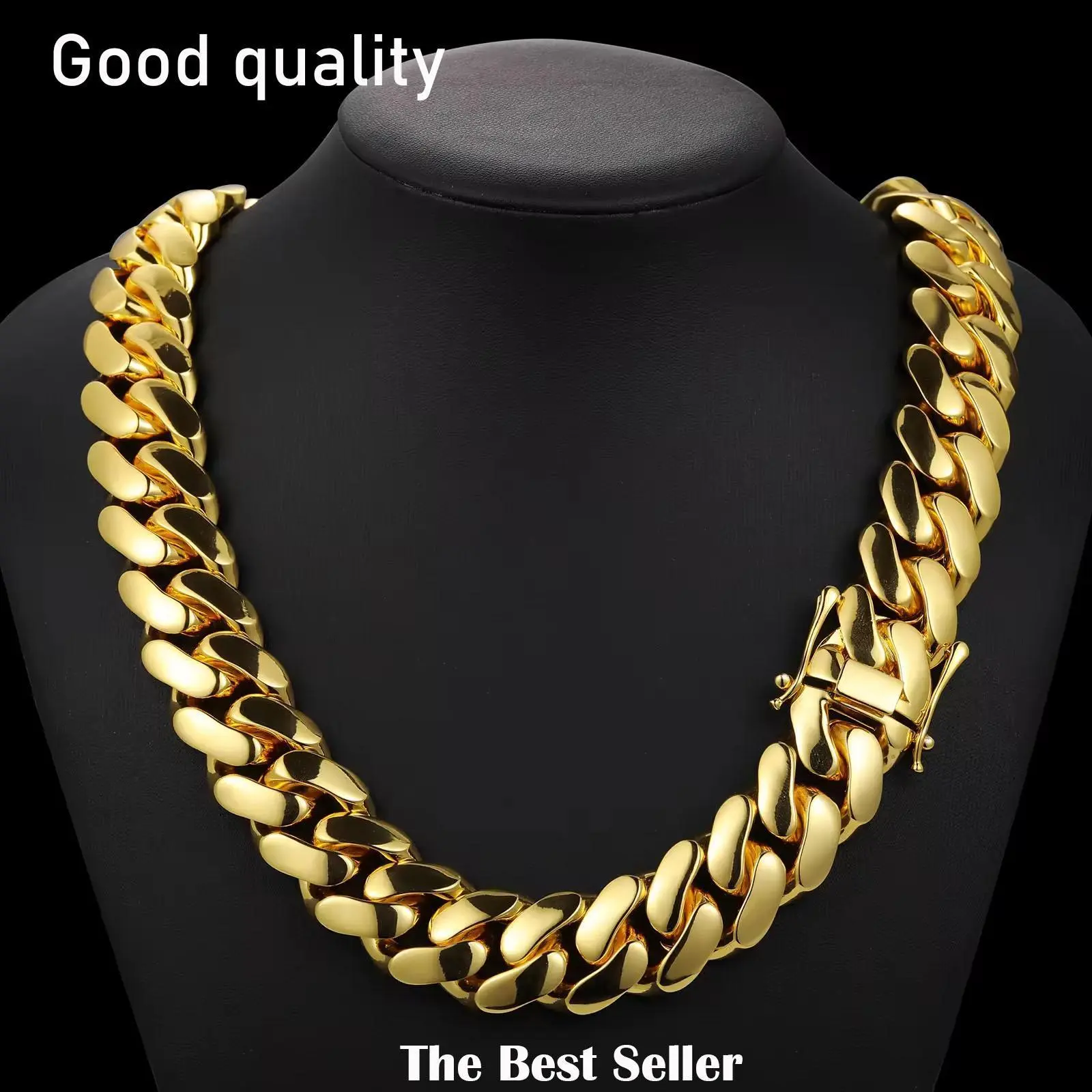 Men Cuban Chains High Quality 14K Plated Gold Necklace and Bracelet