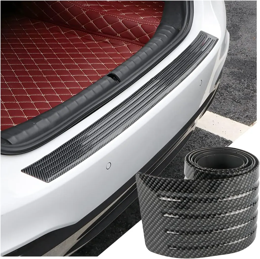 Car Rear Bumper Protector Guard, Carbon Fiber AntiScratch Trunk Door Sill Protection Strip, SelfAdhesive Vehicle Rear Bumper Door Entry Trim Cover, Universal for Pickup SUV Trunk (.")