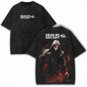 Dead By Daylight Y2K Game Oversized Acid Graphic Tee Vintage Printed Soft Cotton , Unisex Washed T-Shirt Streetwear Apparel Man Classic Casual , Crewneck Short Sleeve Top Menswear Video Game , Gift For Gamer Fan Lover Merch