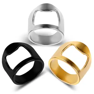 TIESOME Beer Bottle Opener Rings 3 Pieces Rings Bottle Opener Colorful Stainless Steel Finger Bottle Opener Cool Finger Ring for Men Women Party Present Supplies(Size 8)