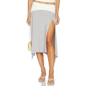 Tiger Mist Curved Yoke Hi Lo Skirt in Grey