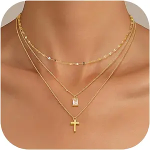 CASSIECA Women's 14 Karat Gold-Plated Layered Dainty Stackable Pendant Necklace Set, Trendy Fashion Costume Jewelry Accessory, Gold Necklace for Women, Gold Necklace Women Summervibes