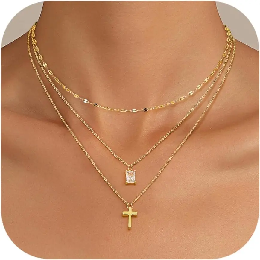 CASSIECA Women's 14 Karat Gold-Plated Layered Dainty Stackable Pendant Necklace Set, Trendy Fashion Costume Jewelry Accessory, Gold Necklace for Women, Gold Necklace Women Summervibes
