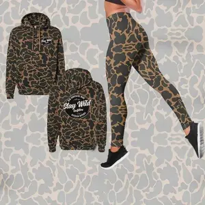 Camo Hoodie & Legging Matching Outfit for Women (Separate Hoodie / Legging), Outdoor Hunting Outfit, Camouflage Loungewear, Gift for Her Casual Womenswear