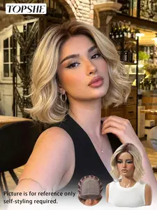 Topshe Luxury Blonde Ombre Synthetic Wig with Mono Cap | Imported High-Temperature Fiber | Realistic Hairline & Breathable Comfort Natural-Looking Synthetic Wig | Mono Top Construction | Imported Silk-Like Fiber | Effortless Waves for Everyday Glam