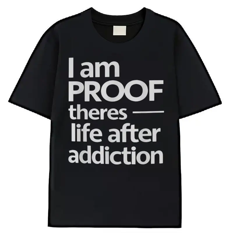 Men's Funny Sobriety Premium Cotton Short Sleeve Crew Neck T-Shirt - Machine Washable AA/NA Recovery Gift for Casual Wear, Rehab 12 Step Meetings