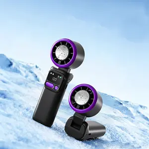 Foldable Handheld Fan Multi-functional 3-in-1 5-Speed Foldable Fan with LED Display Digital Display USB Rechargeable Personal Cooling Fan for Summer Outdoor Adventures Daily Commute & Home Office Use