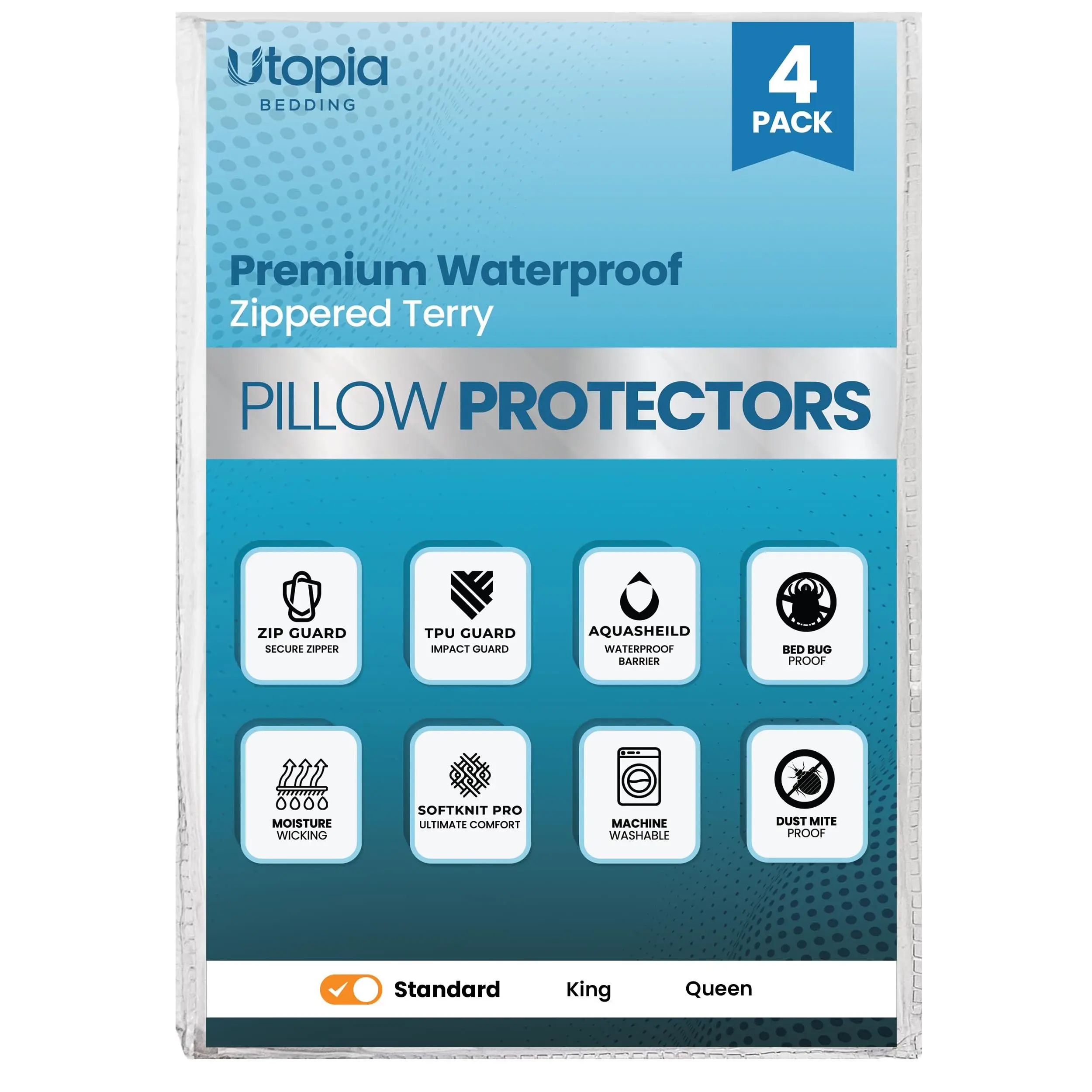 Utopia Bedding Waterproof Soft Terry Pillow Protectors