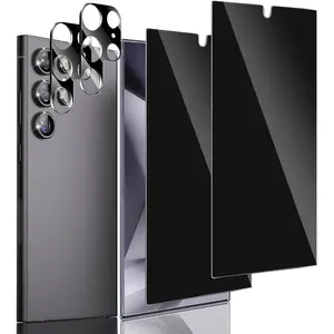 Compatible for Samsung Galaxy S24 Ultra Privacy Screen Protector Tempered Glass with Camera Lens Protector, Support Fingerprint ID Anti-Spy Tempered Glass Film for S24 Ultra 5G Black