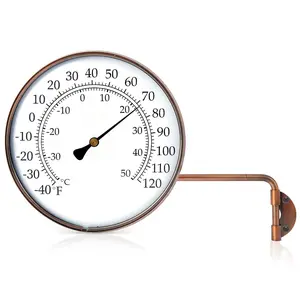 6-inch Outdoor Thermometer for Patio, Outside Analog Temperature Gauge - Weather Resistant for Garden, , and Greenhouse, Garge, Brass Swivel Thermometer.