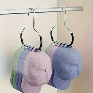 5 stainless steel hat hangers organizer, anti-slip round hooks for wardrobe hangers, suitable for hats, socks, scarves and underwear - a space-saving closet storage solution for hanging clothes